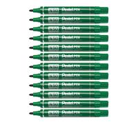 Pentel N50 Lot de 12 marqueurs permanents Pointe ogive Corps métal Encre Verte G
