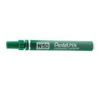 Pentel N50 Lot de 12 marqueurs permanents Pointe ogive Corps métal Encre Verte G