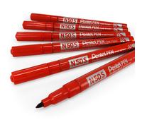 Pentel N50S Fin Marqueur Permanent - 3.18mm Balle Pointe - Pack De 6 - Rouge