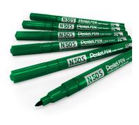 Pentel N50S Fin Marqueur Permanent - 3.18mm Balle Pointe - Pack De 6 - Vert