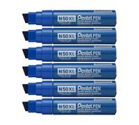 Pentel Pen N50XL-C Lot de 6 Marqueurs permanents pointe biseautée extra large Bleu