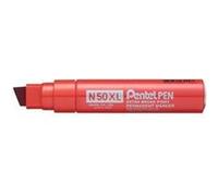 Pentel Marqueur permanent N50XL pointe biseautée extra-large Lot de 6 Rouge