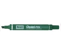 Pentel N60/D-VT N60 Marqueur permanent Pointe biseau Corps métal indélébile Vert Lot de 12