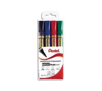 Pentel N850/4 Pochette de 4 Marqueurs permanents pointe conique moyenne Noir/Rouge/Bleu/Vert