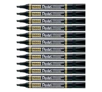Pentel N860-A Lot de 12 Marqueurs permanents pointe biseautée moyenne Noir