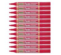 Pentel N860-B Lot de 12 Marqueurs permanents pointe biseautée moyenne Rouge
