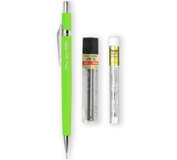 Pentel P205-97C Porte-mine automatique - Gamme fluorescente - Simple + 12 mines HB 0,5 mm Hi-Polymer + Tube de 4 recharges pour gomme Z2-1N (vert fluo)