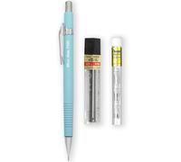 Pentel P205-97C Porte-mine automatique - Gamme Pastel Floral - Simple + 12 mines de recharge Hi-Polymer HB 0,5 mm + Tube de 4 recharges pour gomme Z2-1N (bleu pastel)