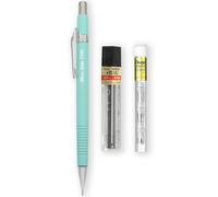 Pentel P205-97C Porte-mine automatique - Gamme Pastel Floral - Simple + 12 mines de recharge Hi-Polymer HB 0,5 mm + Tube de 4 recharges pour gomme Z2-1N (vert pastel)