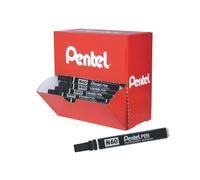 Pentel Marqueurs permanents N60 – corps métal, pointe ogive, encre noire – Pack de 36