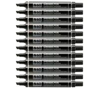 Pentel Marqueurs permanents Pen N60 Pointe biseautée Encre noire Lot de 12