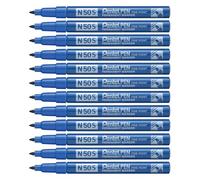 Pentel Pen N50S Lot de 12 Marqueurs permanents pointe conique fine, Bleu