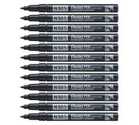 Pentel Pen N50S Lot de 12 Marqueurs permanents pointe conique fine, Noir