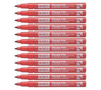 Pentel Marqueurs permanents Pen N50S – pointe conique fine – Lot de 12 Rouge