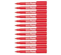 Pentel Pen NN50-B Marqueur permanent Pointe conique moyenne, Rouge, Lot de 12