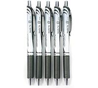Pentel Pentel EnerGel Deluxe RTX Lot de 5 stylos à encre gel liquide rétractable 0,5 mm ligne fine pointe aiguille encre noire