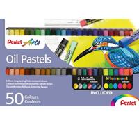 Pentel PHN Lot de 50 pastels à l'huile - 50 couleurs avec métallisé et néon (50 pièces - Couleurs assorties)