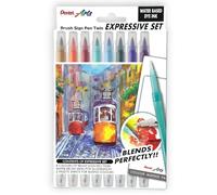 Pentel Pochette Brush Sign Pen Twin Landscape, 8 Couleurs + 1 Kit aquarelle