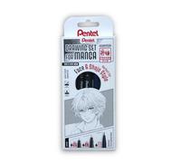 Pentel Pochette Manga Face, 2 Feutres fins + 1 Feutre pinceau