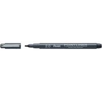 Pentel Pointliner Calligraphy S20P-C20A Feutre fin avec pointe de calligraphie en métal Noir Imperméable et résistant à la lumière 2 mm