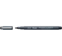 Pentel Pointliner Calligraphy S20P-C20A Feutre fin avec pointe de calligraphie en métal Noir Imperméable et résistant à la lumière 2 mm
