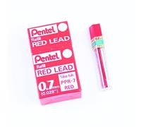 Pentel Etuis de 12 mines rouges pour Porte-mines 0,7 mm Rouge, Lot de 12