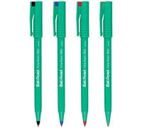Pentel R50 Lot de 4 stylos roller à encre liquide à pointe fine - Pointe de 0,8 mm, largeur de trait 0,4 mm - 77 % recyclé - Noir, bleu, rouge et vert