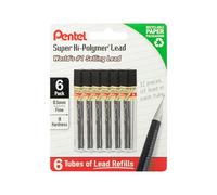 Pentel Recharges de plomb Super Hi-Polymer, 0,5 mm, H, 72 pièces (12 pièces par tube, 6 tubes)