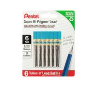 Pentel Recharges de plomb Super Hi-Polymer, 0,7 mm, 2B, 72 pièces (12 pièces par tube, 6 tubes)