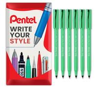 Pentel roller Noir R50 Stylos à bille pointe 0,8 mm et pointe fine 0,4 mm largeur de la ligne : 77% recyclé (Lot de 6)