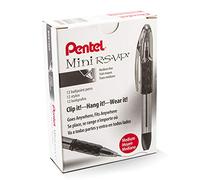 Pentel RSVP BK91MNB-B Lot de 12 mini stylos à bille, ligne moyenne de 1 mm, encre rouge