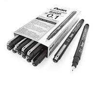Pentel S20P Pointliner Lot de 12 feutres de dessin techniques à encre pigmentée pointe fine 0,1 mm Noir