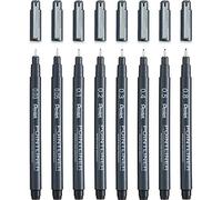 Pentel S20P Pointliner Lot de 8 stylos à pointe fine pour dessin technique - 0,03 mm, 0,05 mm, 0,1 mm, 0,2 mm, 0,3 mm, 0,4 mm, 0,5 mm, 0,8 mm - Encre noire