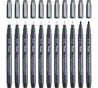 Pentel S20P Pointliner Pigment Liner Lot de 11 stylos à pointe fine Noir