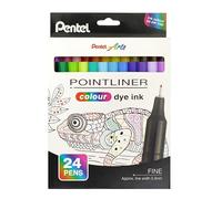 Pentel S40 Pointliner Lot de 24 stylos à pointe fine avec encre colorée, ligne de 0,4 mm, couleurs assorties