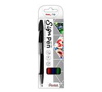 Pentel S520-4 Sign Pen Lot de 4 feutres à pointe de 8 mm Noir/rouge/bleu/vert