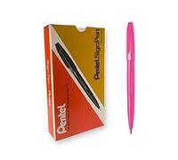 Pentel - S520 - Sign Pen - Lot de 12 feutres pointe moyenne acrylique - Encre rose