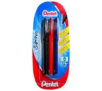 Pentel S520 SIGN PEN Lot de 3 Feutres à Pointe acrylique fine Noir/Bleu/Rouge