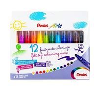 Pentel SCS3E Feutres de Coloriage Enfants à Encre Ultra-Lavable et Pointe Large - Couleurs Assorties - x12 Couleurs