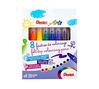 Pentel SCS3E Feutres de Coloriage Enfants à Encre Ultra-Lavable et Pointe Large - couleurs Assorties - x8 Couleurs