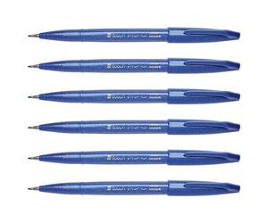 Pentel SES15 Brosse Sign Pen marqueur pointe fibre flexible couleurs fluo 6 pcs