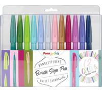 Pentel SES15C-12 - Bolígrafo de punta de fibra tipo pincel, color varios colores 12
