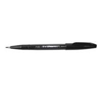 Stylo Feutre - Pentel - SES15 - Noir - Pointe Flexible - Boîtier Métallique