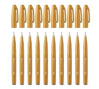 Pentel SES15C Brush Sign Pen Touch Feutres pinceaux à pointe souple encre aquarellable Ocre - Lot de 10