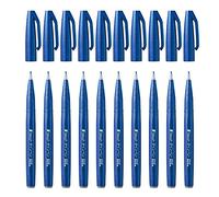 Pentel SES15C Brush Sign Pen Touch Feutres pinceaux à pointe souple encre aquarellable Bleu - Lot de 10