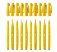 Pentel SES15C Brush Sign Pen Touch Feutres pinceaux à pointe souple encre aquarellable Jaune - Lot de 10