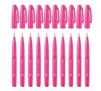 Pentel Feutres pinceaux SES15C Brush Sign Pen, pointe souple, encre aquarellable, Rose lot de 10