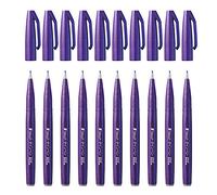 Pentel SES15C Brush Sign Pen Touch Feutres pinceaux à pointe souple encre aquarellable Violet - Lot de 10