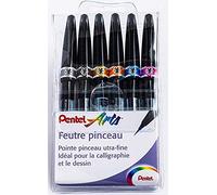 Pentel SESF30C Brush Sign Pen Artist Feutre Pinceau Pointe Extra Fine pochette Artist x6 Couleurs