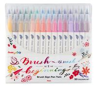 Pentel SESW30C-30 Lot de 30 feutres à encre à base d'eau avec deux pointes flexibles 30 couleurs assorties